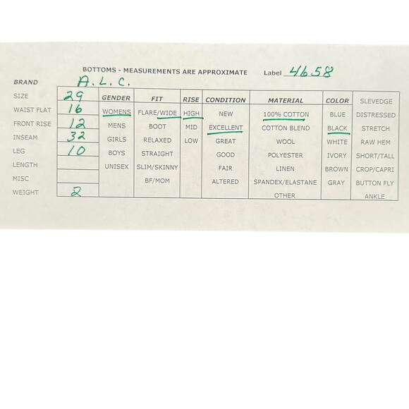 A.L.C. Hayden High Rise Seamed Wide Jeans Washed Black Cotton Womens Size 29 - Picture 3 of 10